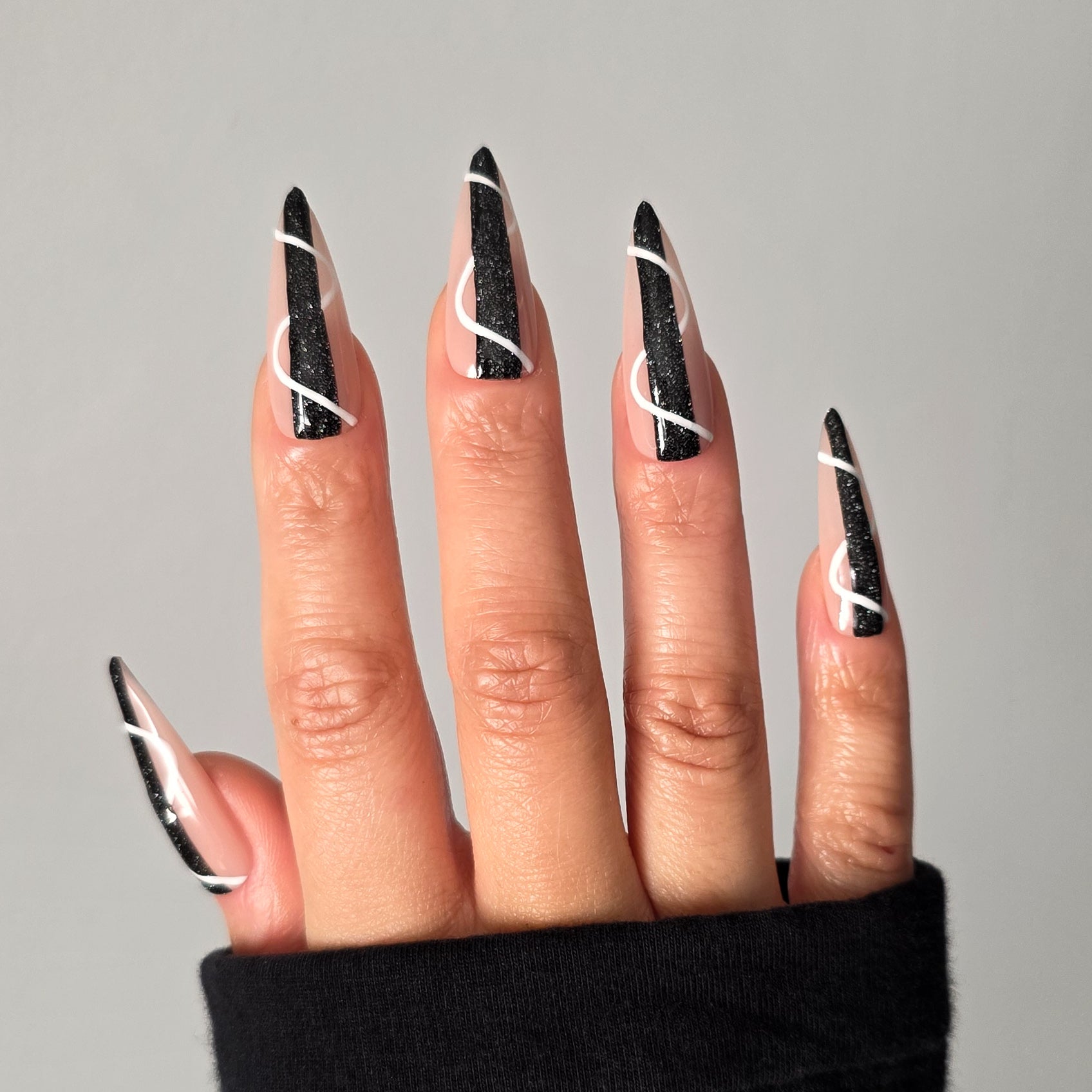 Midnight Ribbon Custom Press On Nail Set