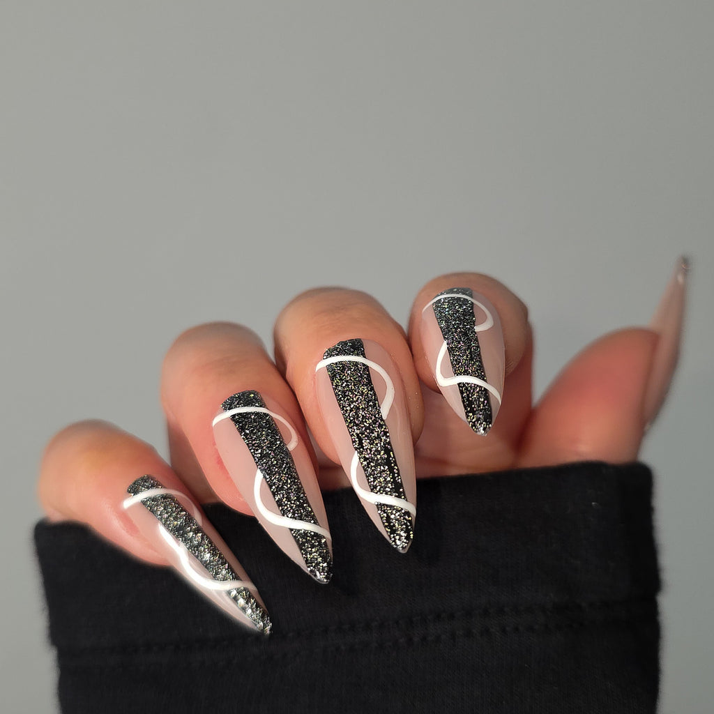 Midnight Ribbon Custom Press On Nail Set