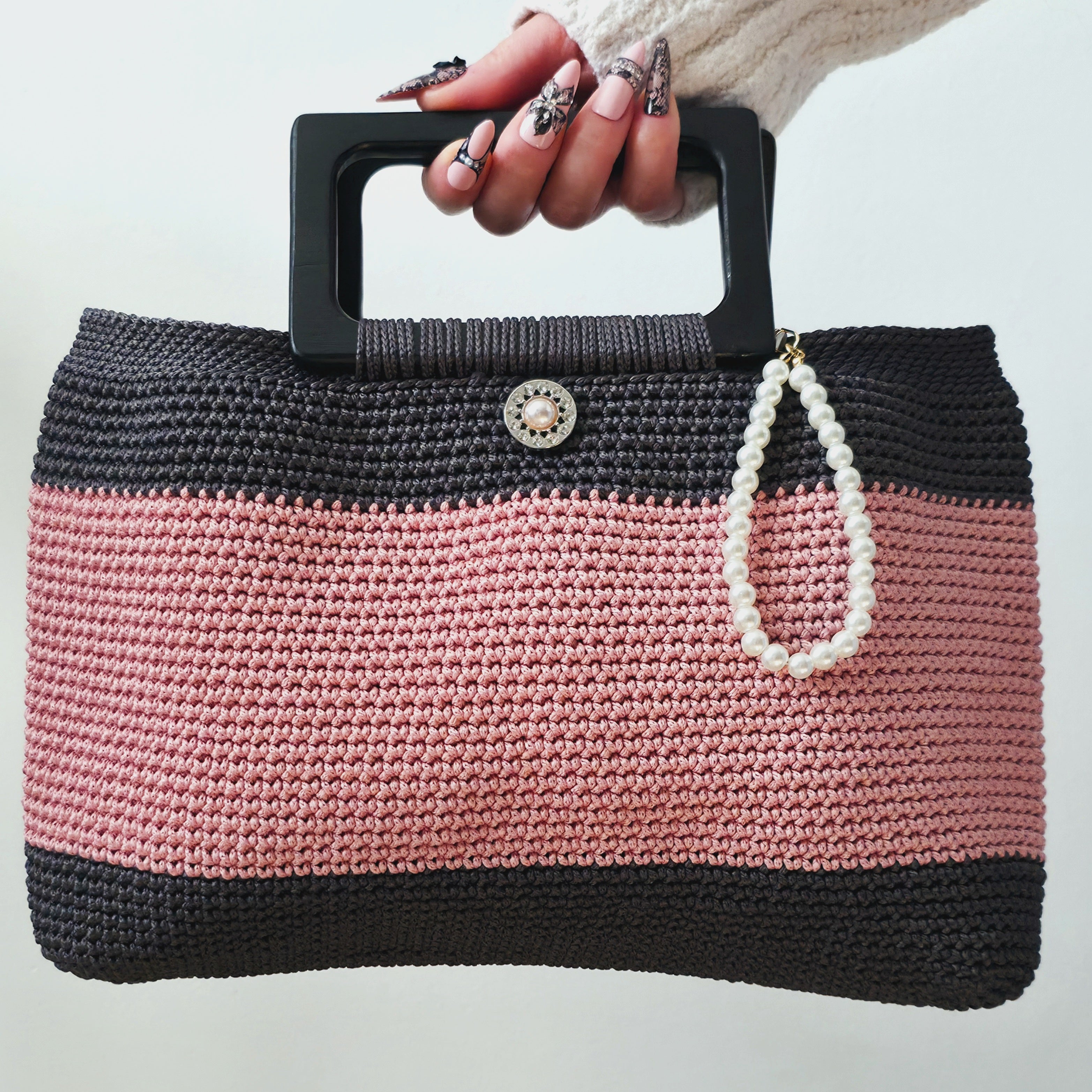 Pretty In Pink Hand Crocheted Handbag
