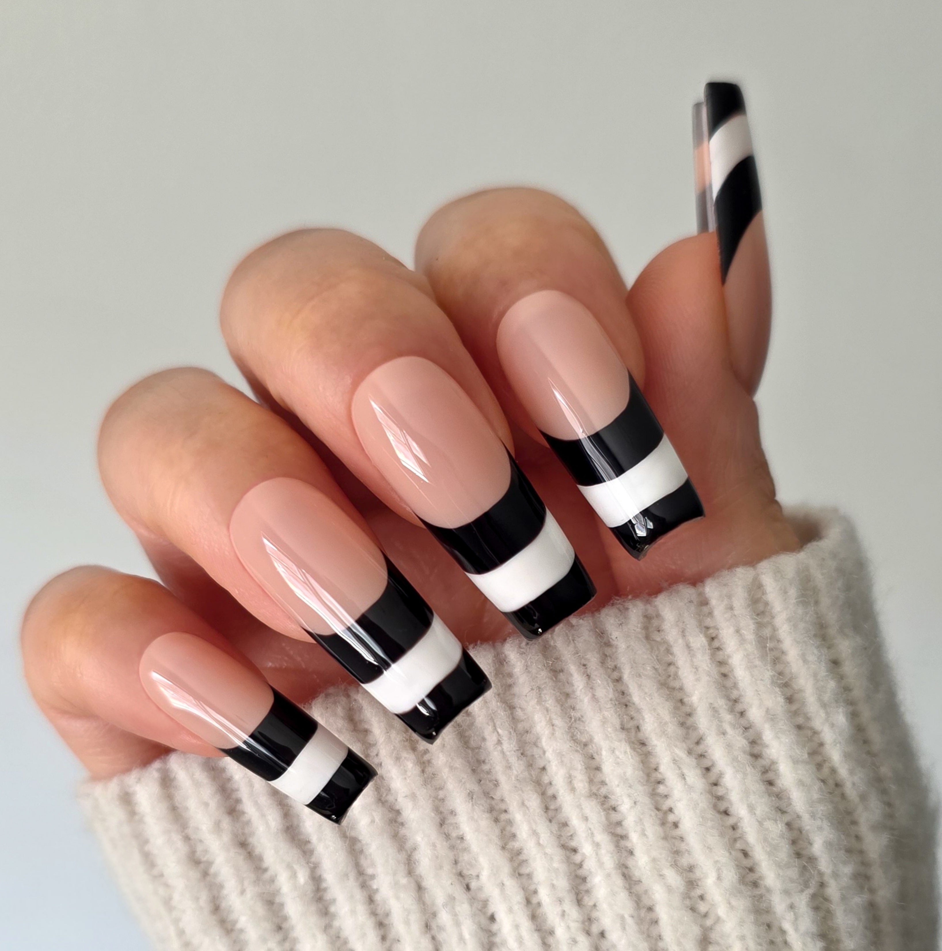 Monochrome Chic Custom Press On Nail Set