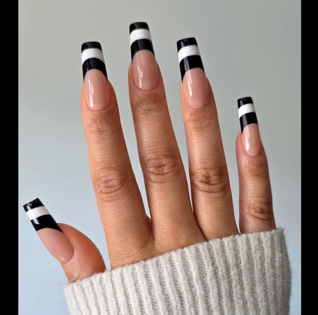 Monochrome Chic Custom Press On Nail Set