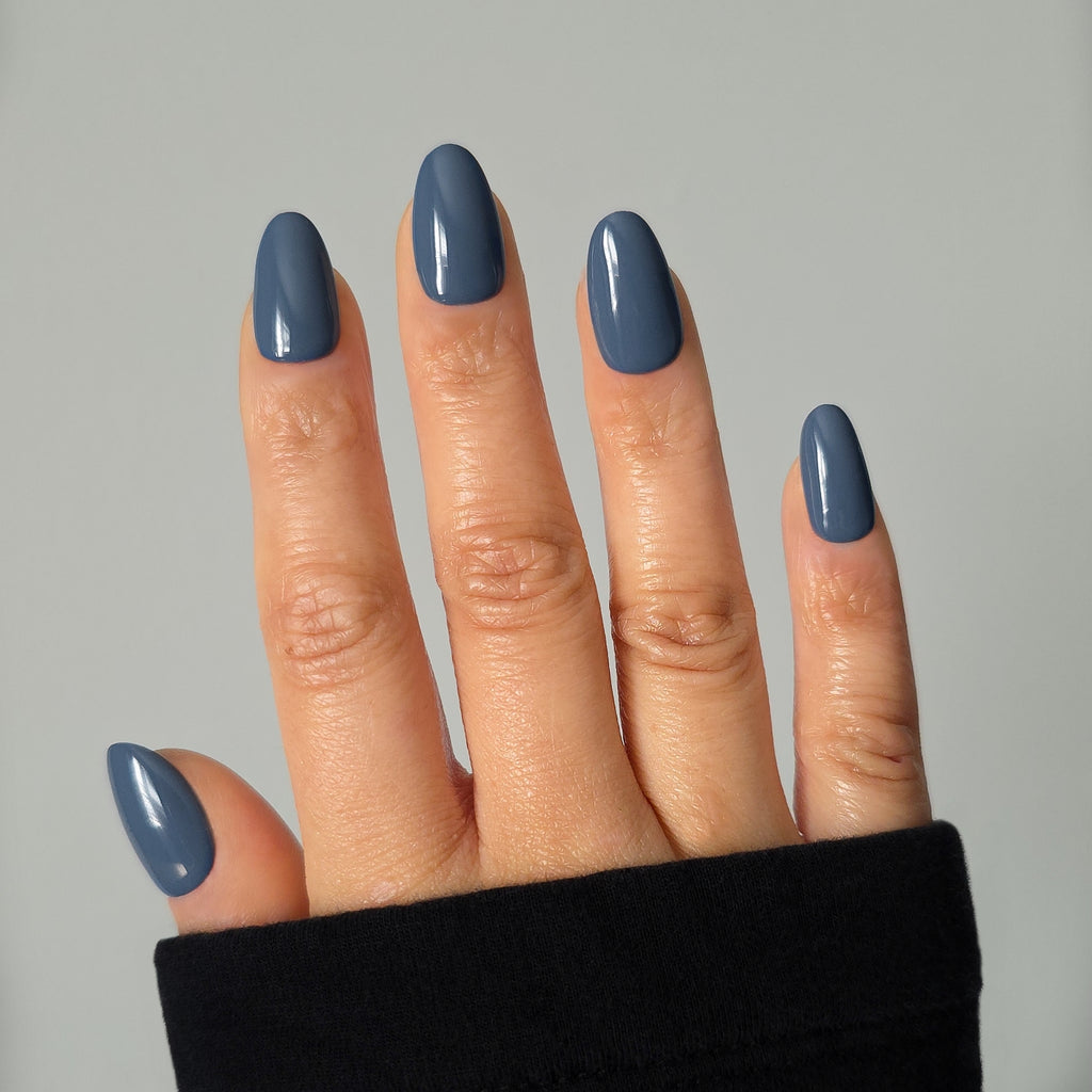 Blue-Grey Custom Press On Nail Set