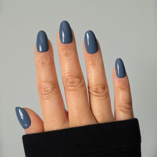 Blue-Grey Custom Press On Nail Set