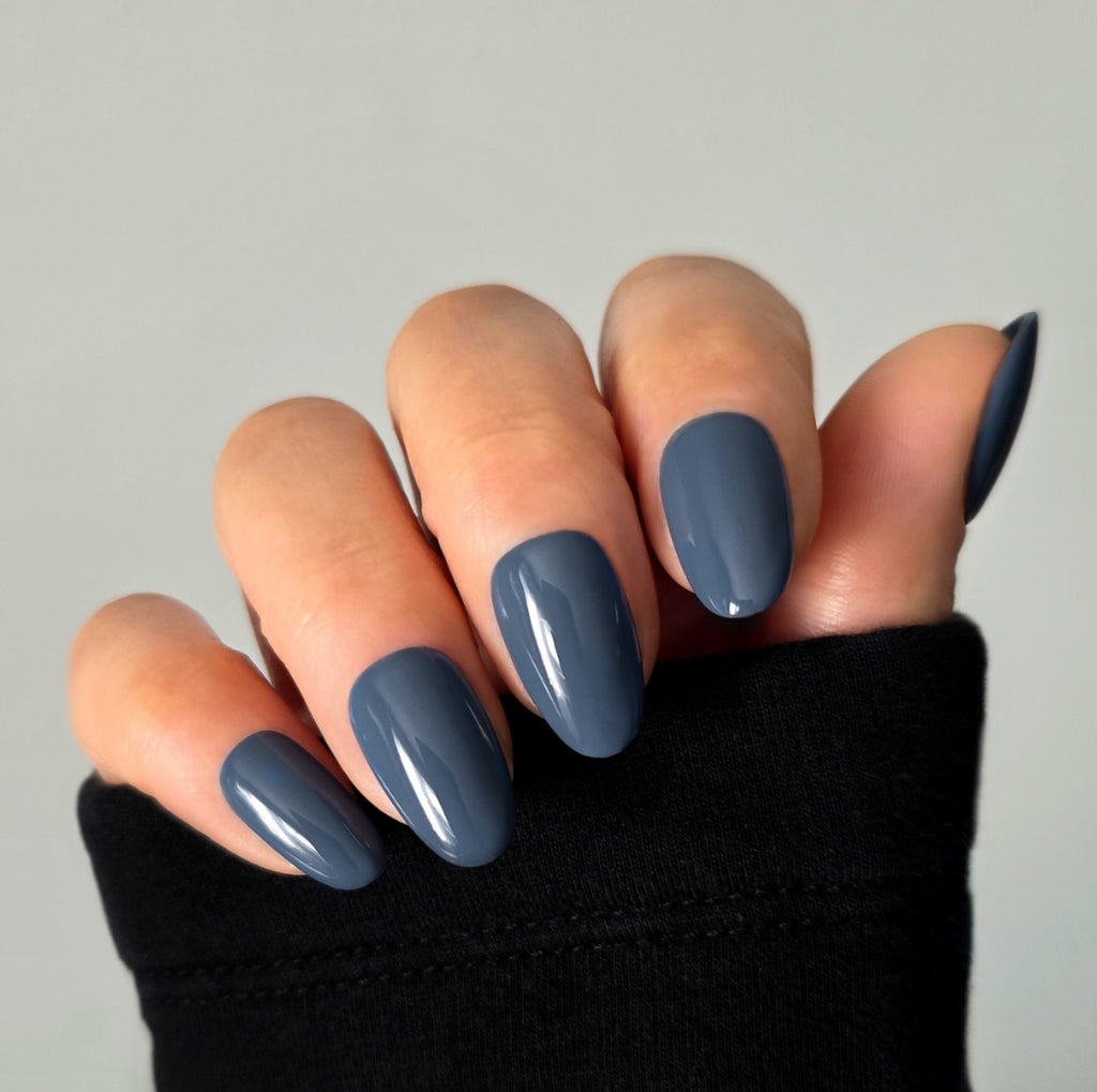 Blue-Grey Custom Press On Nail Set