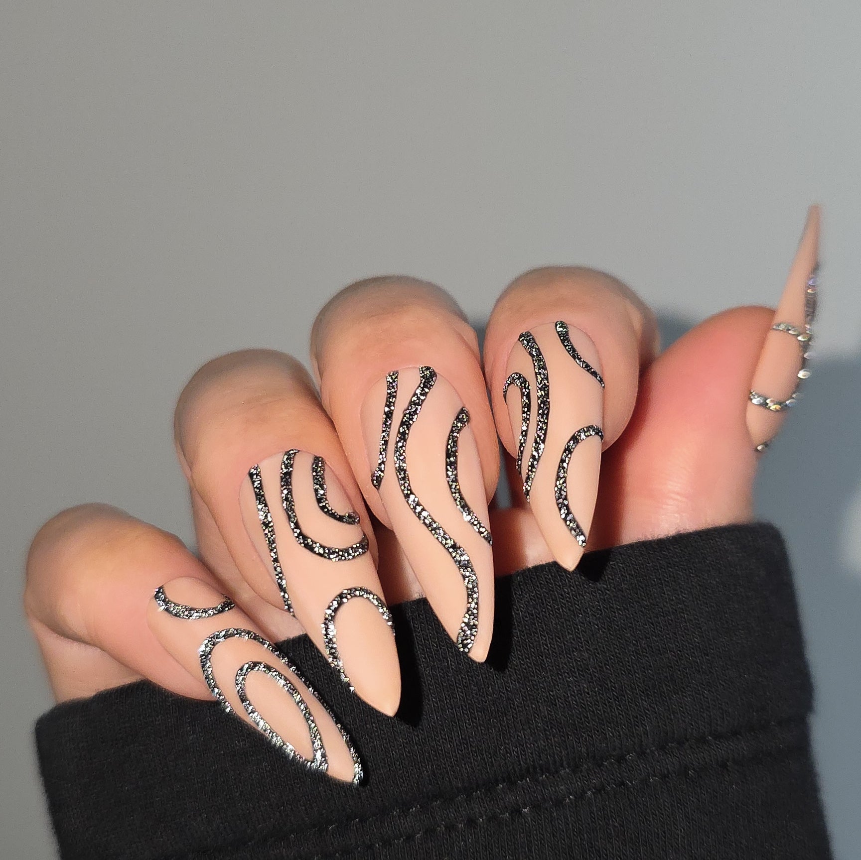 Black Diamond Helix Custom Press On Nail Set