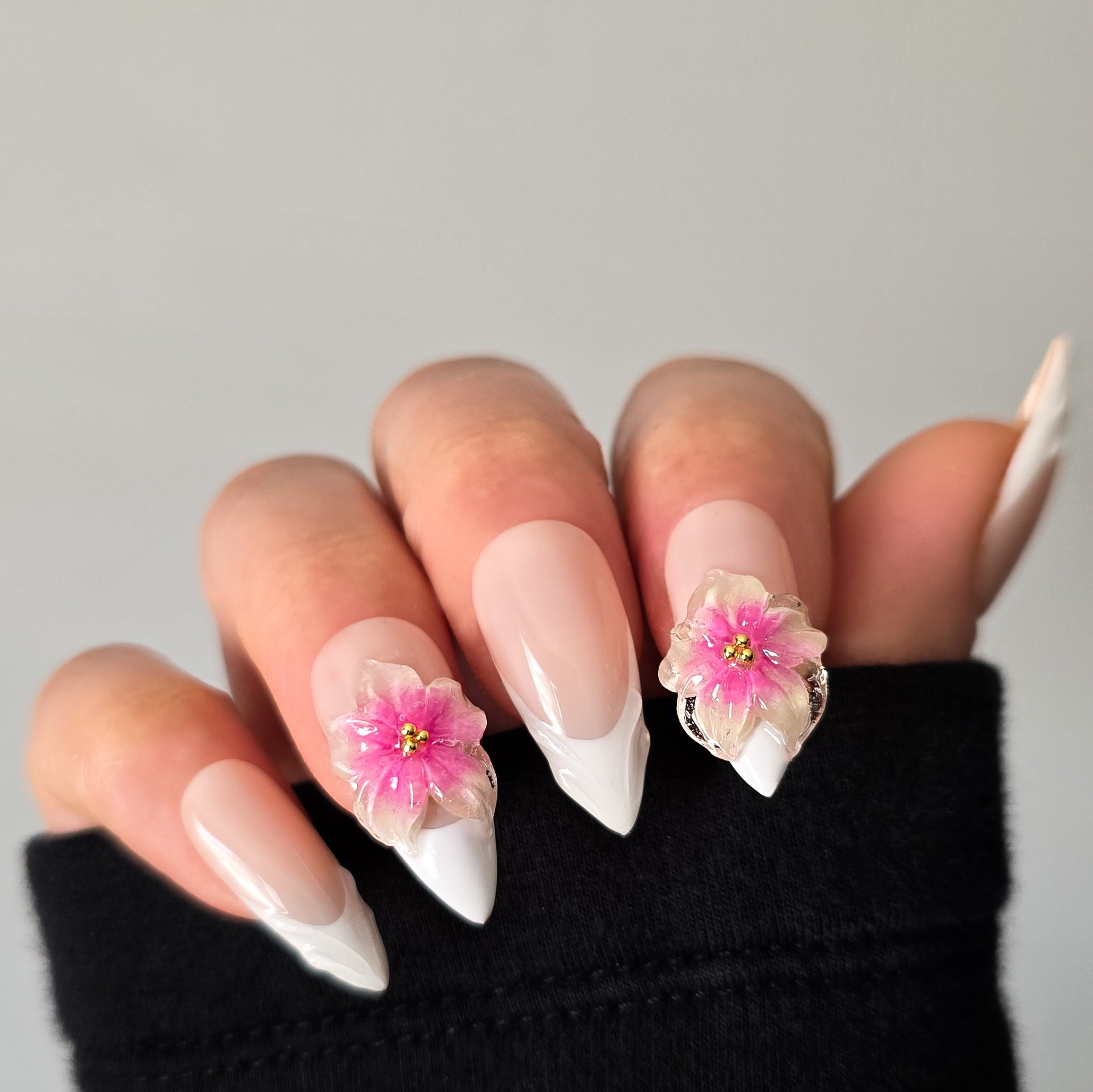 Blushing Petal French Tip Custom Press On Nail Set