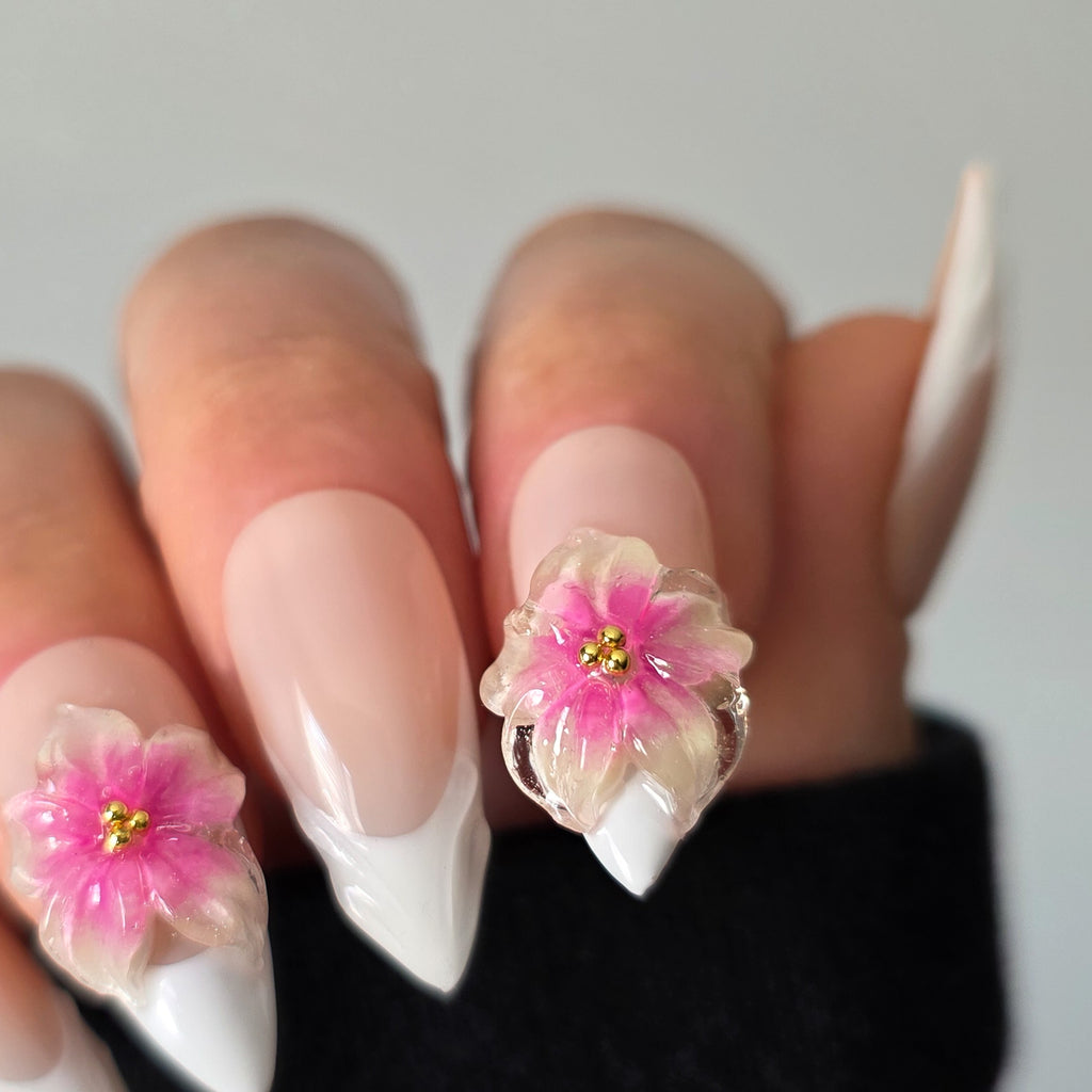 Blushing Petal French Tip Custom Press On Nail Set