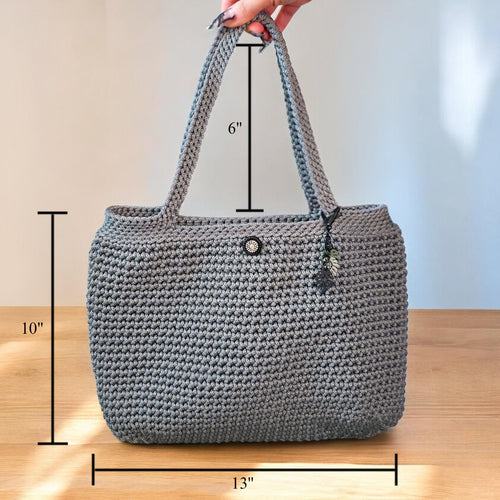 Ambient Grey Hand Crocheted Tote Handbag
