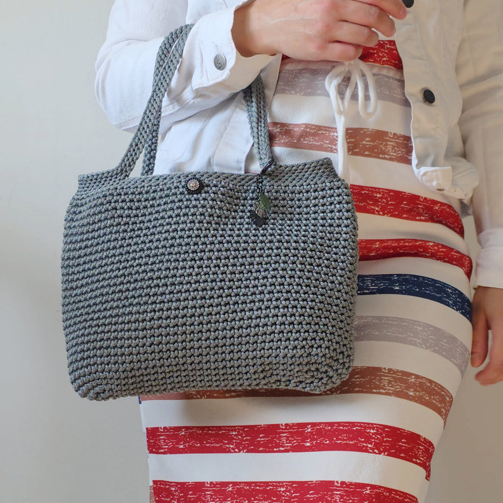 Ambient Grey Hand Crocheted Tote Handbag