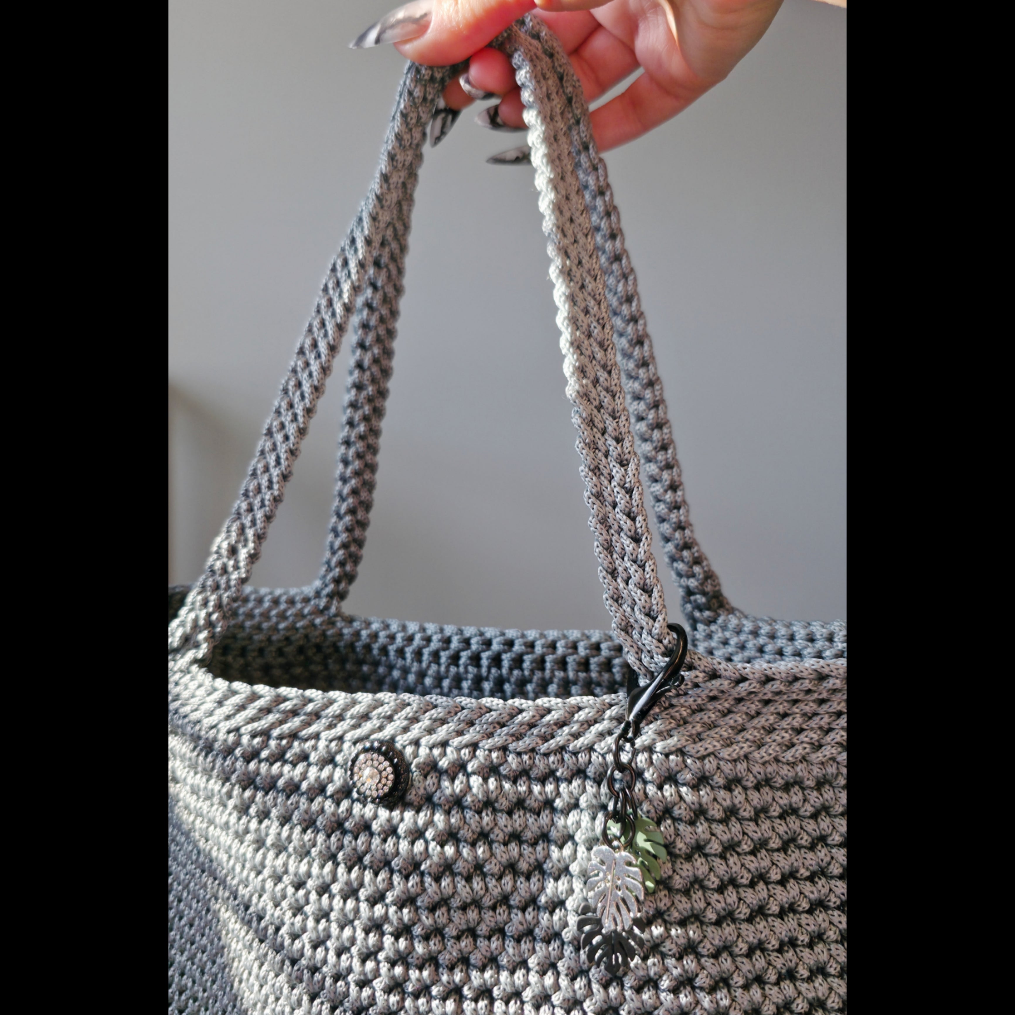 Ambient Grey Hand Crocheted Tote Handbag