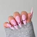 Chic Pink French Tip Line Custom Press On Nail Set