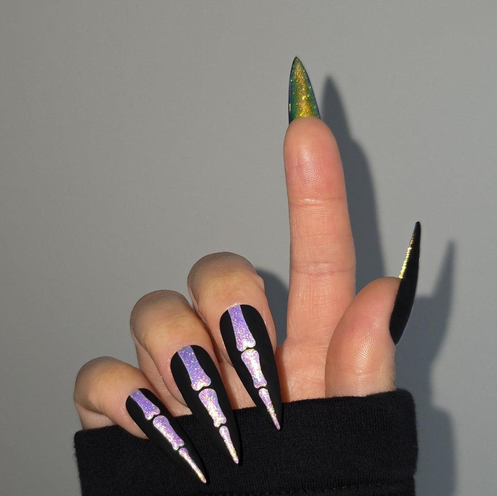 Ghostlight Bones Custom Press On Nail Set