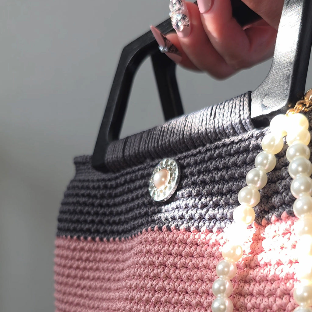 Pretty In Pink Hand Crocheted Handbag