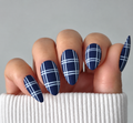 The Navy Edit Plaid Custom Press On Nail Set