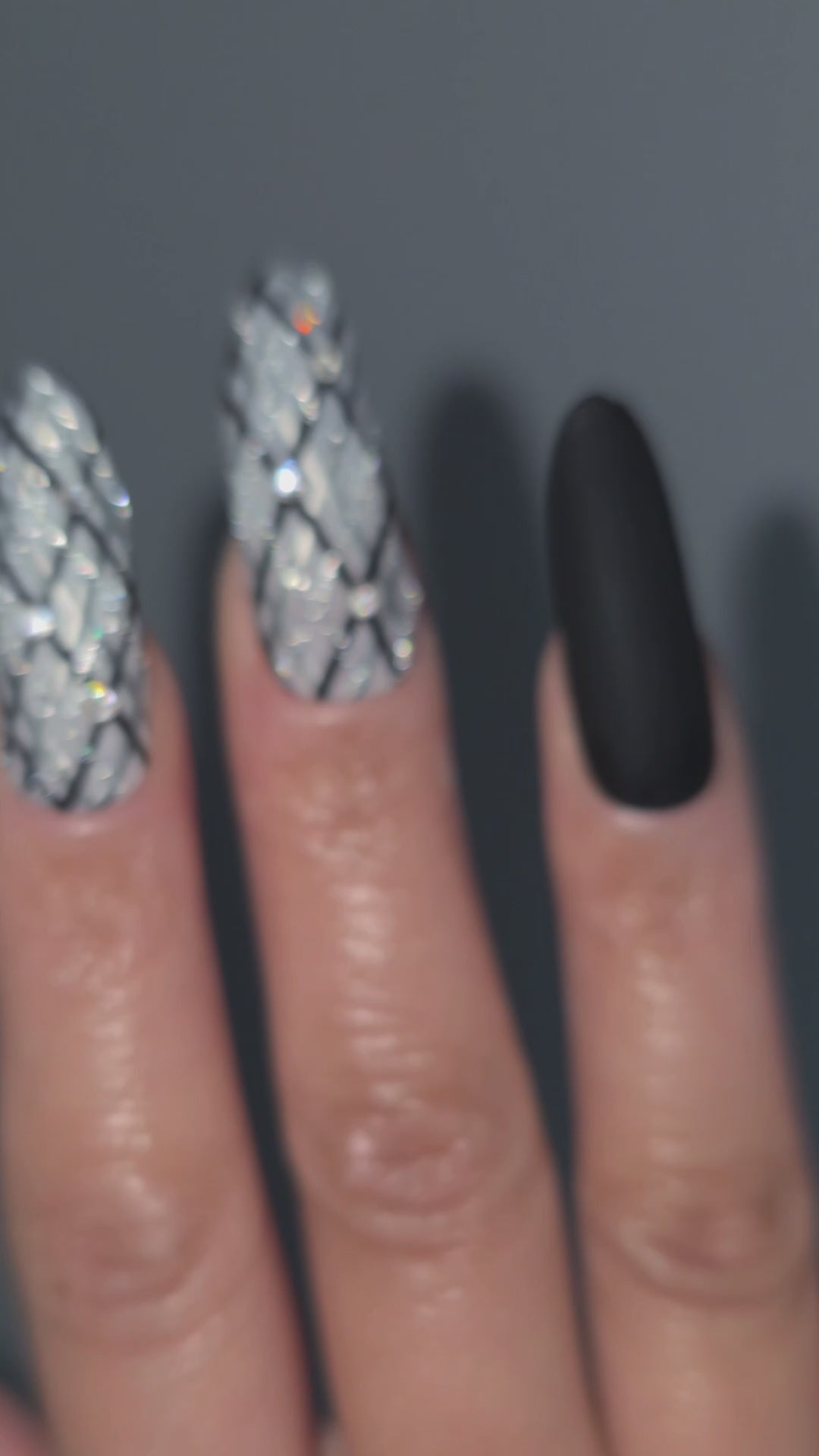 Diamond District Argyle Black Custom Press On Nail Set