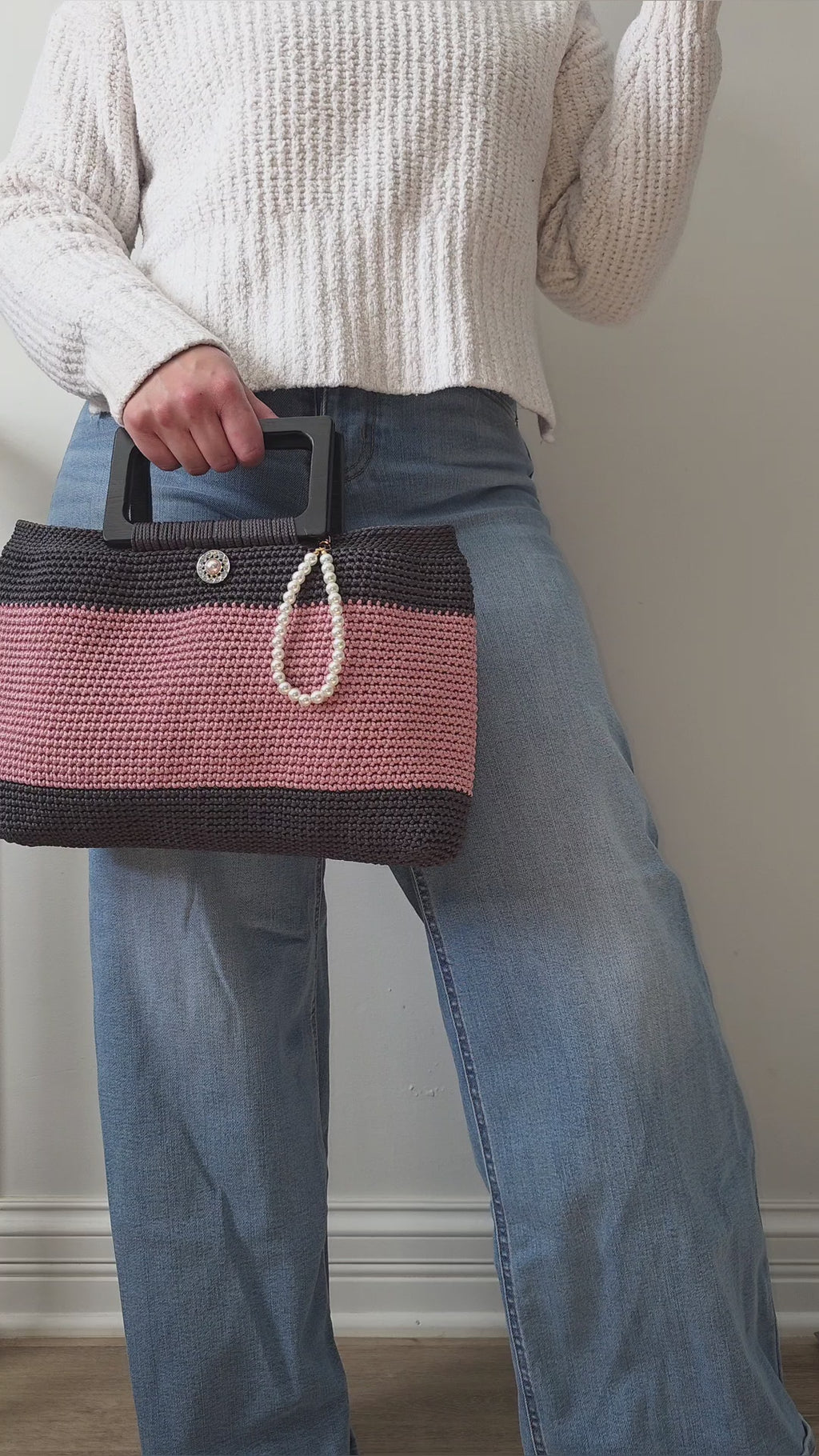 Pretty In Pink Hand Crocheted Handbag