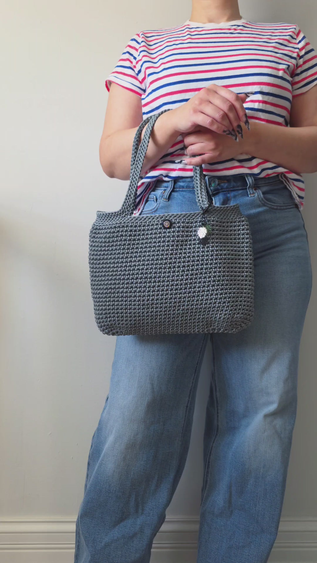 Ambient Grey Hand Crocheted Tote Handbag