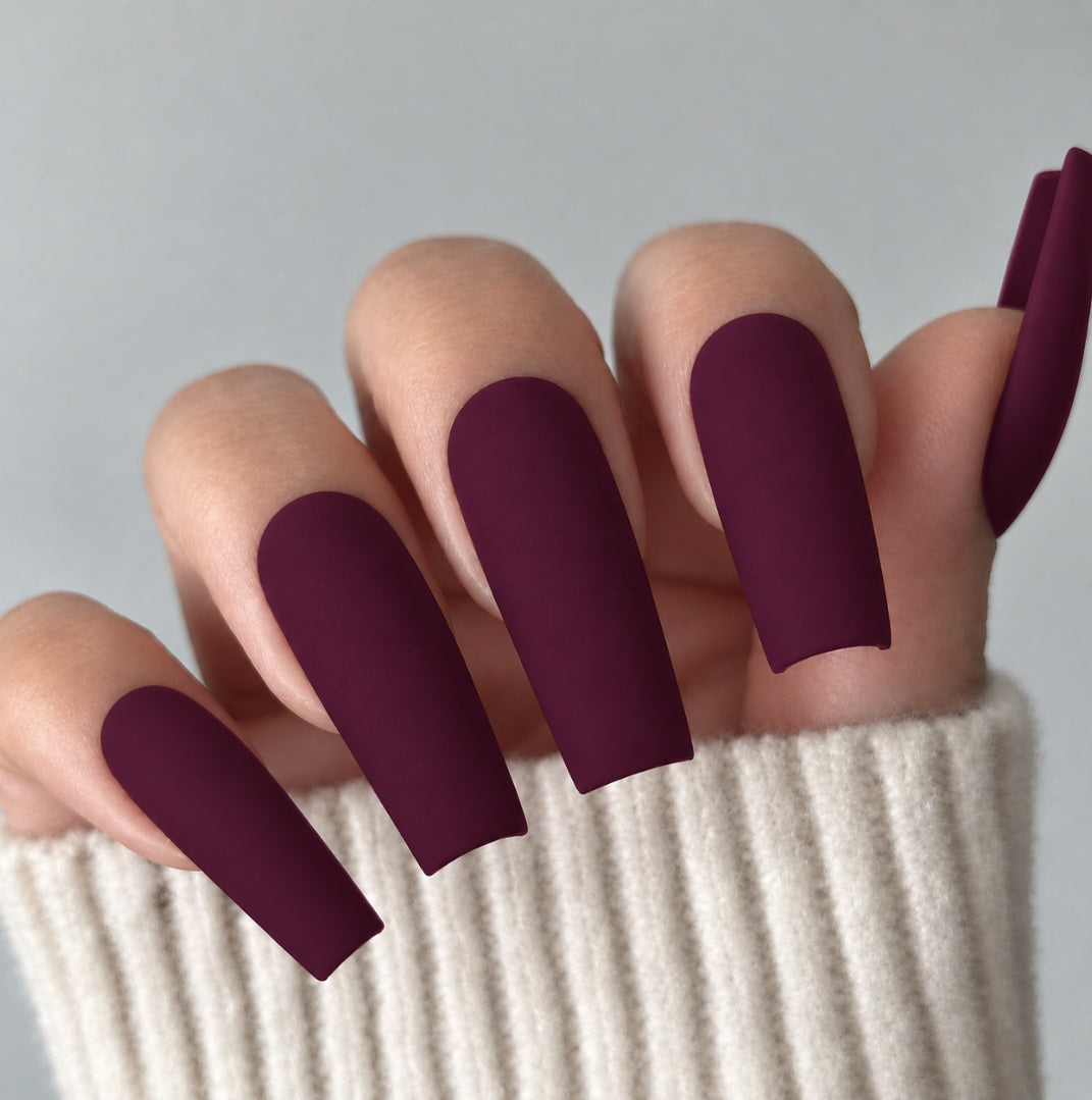 Burgundy Custom Press On Nail Set