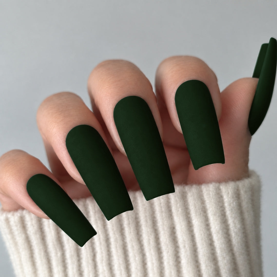 Forest Green Custom Press On Nail Set