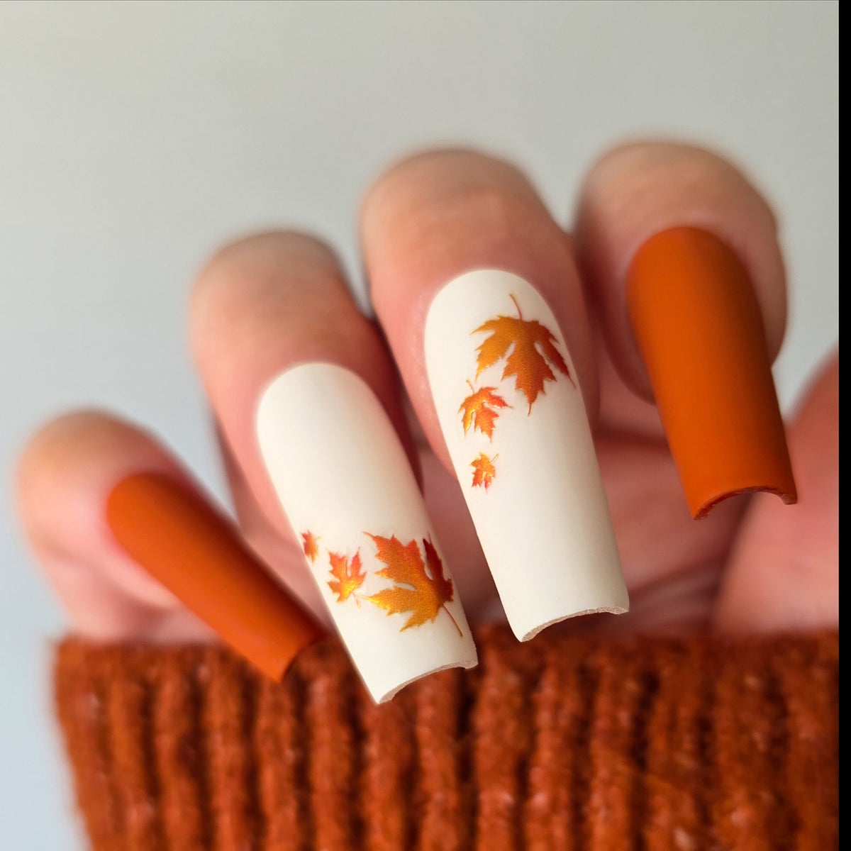 Gilded Autumn Leaves Fall Custom Press-On Nail Set