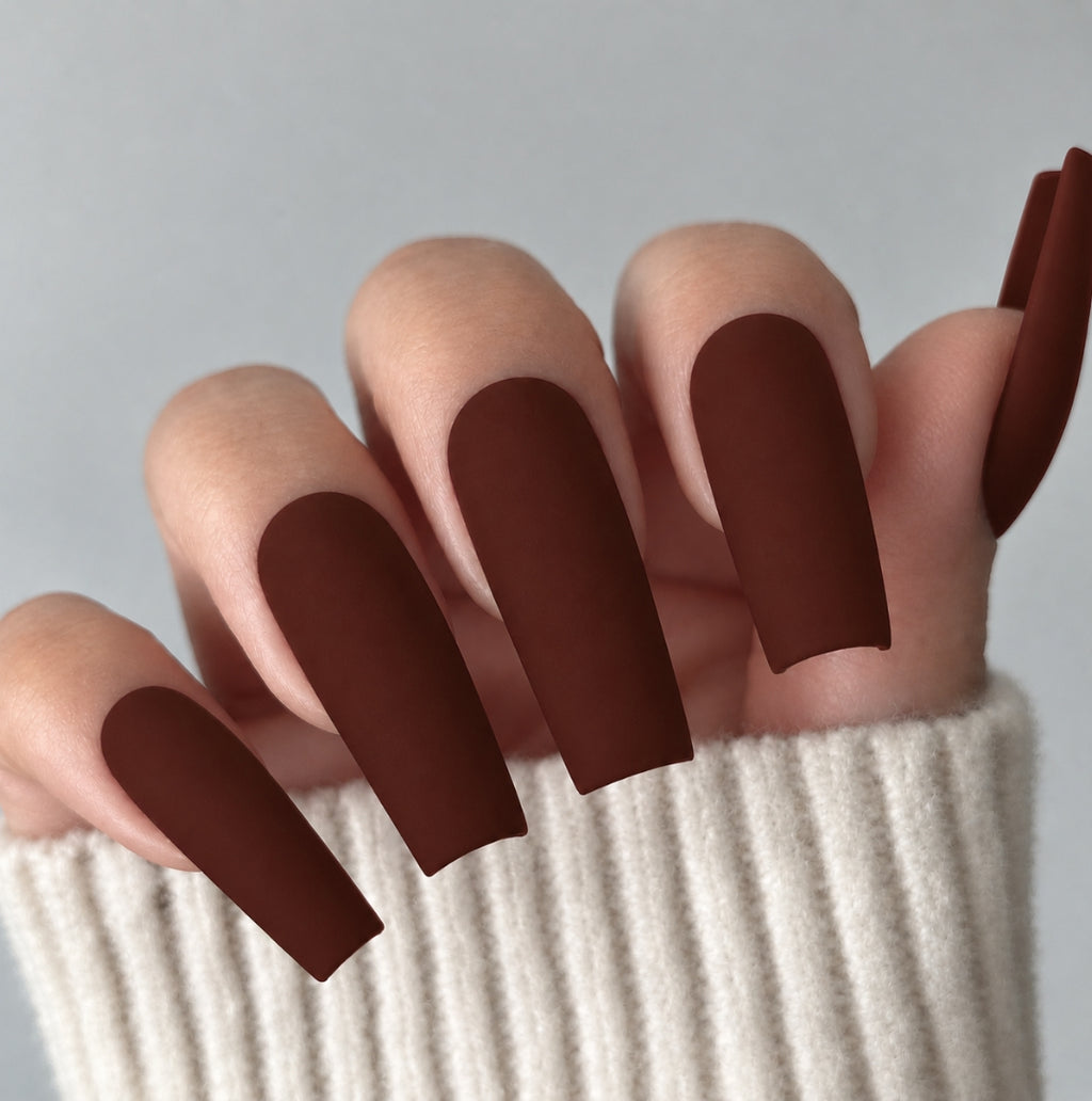 Rich Cocoa Custom Press On Nail Set