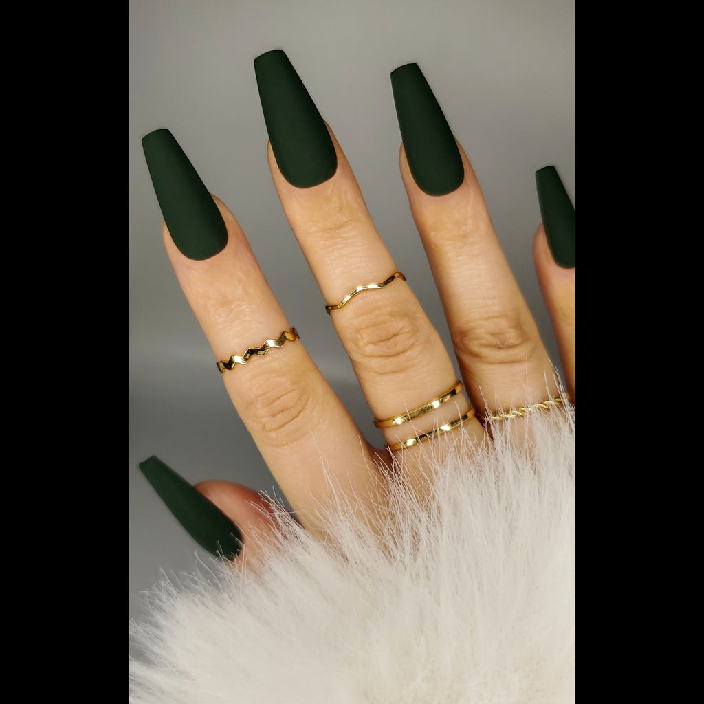 Forest Green Custom Press On Nail Set
