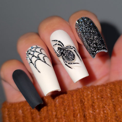Black Diamond Web Halloween Spider Custom Press-On Nail Set