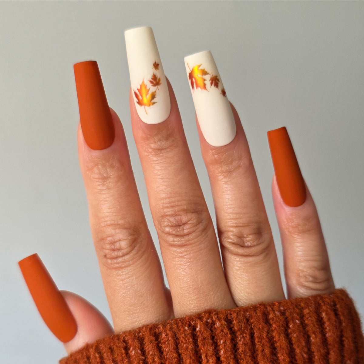 Gilded Autumn Leaves Fall Custom Press-On Nail Set